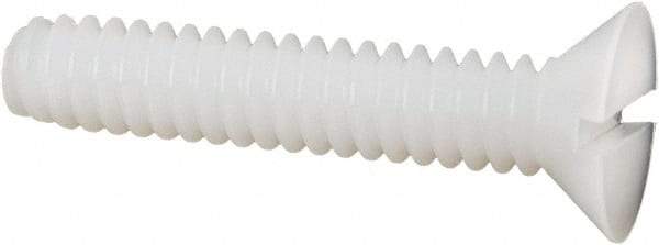 Made in USA - #10-24 UNC, 1" OAL Slotted Drive Machine Screw - Flat Head, Grade 6/6 Nylon, Uncoated, Without Washer - Exact Tool & Supply