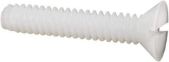 Made in USA - #10-24 UNC, 1" OAL Slotted Drive Machine Screw - Flat Head, Grade 6/6 Nylon, Uncoated, Without Washer - Exact Tool & Supply