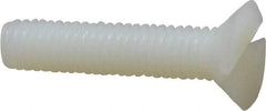 Made in USA - #10-32 UNF, 7/8" OAL Slotted Drive Machine Screw - Flat Head, Grade 6/6 Nylon, Uncoated, Without Washer - Exact Tool & Supply