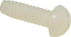 Made in USA - #4-40 UNC, 3/8" Length Under Head Slotted Drive Machine Screw - Round Head, Grade 6/6 Nylon, Uncoated, Without Washer - Exact Tool & Supply