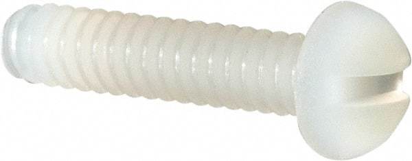 Made in USA - #4-40 UNC, 1/2" Length Under Head Slotted Drive Machine Screw - Round Head, Grade 6/6 Nylon, Uncoated, Without Washer - Exact Tool & Supply