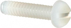 Made in USA - #4-40 UNC, 1/2" Length Under Head Slotted Drive Machine Screw - Round Head, Grade 6/6 Nylon, Uncoated, Without Washer - Exact Tool & Supply