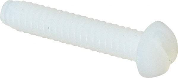 Made in USA - #6-32 UNC, 3/4" Length Under Head Slotted Drive Machine Screw - Round Head, Grade 6/6 Nylon, Uncoated, Without Washer - Exact Tool & Supply