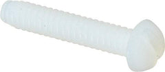 Made in USA - #6-32 UNC, 3/4" Length Under Head Slotted Drive Machine Screw - Round Head, Grade 6/6 Nylon, Uncoated, Without Washer - Exact Tool & Supply