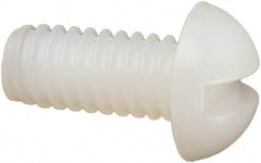 Made in USA - #8-32 UNC, 3/8" Length Under Head Slotted Drive Machine Screw - Round Head, Grade 6/6 Nylon, Uncoated, Without Washer - Exact Tool & Supply