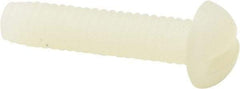 Made in USA - #8-32 UNC, 3/4" Length Under Head Slotted Drive Machine Screw - Round Head, Grade 6/6 Nylon, Uncoated, Without Washer - Exact Tool & Supply