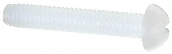 Made in USA - #8-32 UNC, 1" Length Under Head Slotted Drive Machine Screw - Round Head, Grade 6/6 Nylon, Uncoated, Without Washer - Exact Tool & Supply