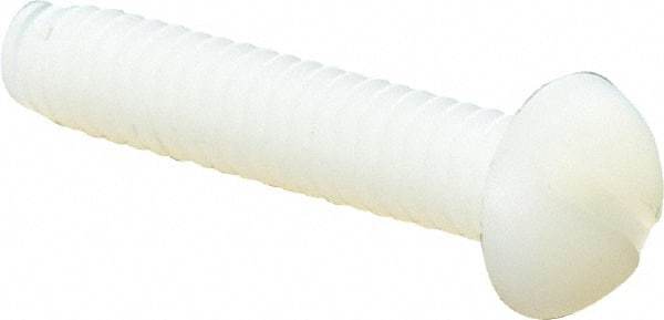 Made in USA - #10-24 UNC, 1" Length Under Head Slotted Drive Machine Screw - Round Head, Grade 6/6 Nylon, Uncoated, Without Washer - Exact Tool & Supply