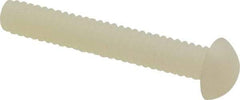 Made in USA - #10-24 UNC, 1-1/4" Length Under Head Slotted Drive Machine Screw - Round Head, Grade 6/6 Nylon, Uncoated, Without Washer - Exact Tool & Supply