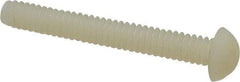 Made in USA - #10-24 UNC, 1-1/2" Length Under Head Slotted Drive Machine Screw - Round Head, Grade 6/6 Nylon, Uncoated, Without Washer - Exact Tool & Supply
