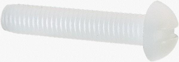 Made in USA - #10-32 UNF, 1" Length Under Head Slotted Drive Machine Screw - Round Head, Grade 6/6 Nylon, Uncoated, Without Washer - Exact Tool & Supply