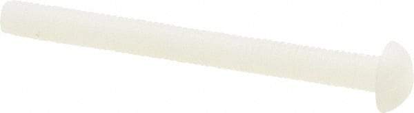 Made in USA - #10-32 UNF, 2" Length Under Head Slotted Drive Machine Screw - Round Head, Grade 6/6 Nylon, Uncoated, Without Washer - Exact Tool & Supply