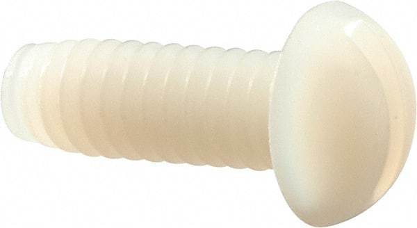 Made in USA - 1/4-20 UNC, 3/4" Length Under Head Slotted Drive Machine Screw - Round Head, Grade 6/6 Nylon, Uncoated, Without Washer - Exact Tool & Supply