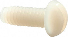 Made in USA - 1/4-20 UNC, 3/4" Length Under Head Slotted Drive Machine Screw - Round Head, Grade 6/6 Nylon, Uncoated, Without Washer - Exact Tool & Supply