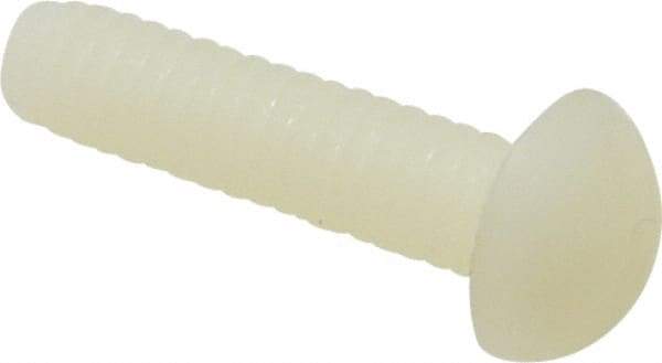 Made in USA - 1/4-20 UNC, 1" Length Under Head Slotted Drive Machine Screw - Round Head, Grade 6/6 Nylon, Uncoated, Without Washer - Exact Tool & Supply