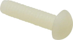 Made in USA - 1/4-20 UNC, 1" Length Under Head Slotted Drive Machine Screw - Round Head, Grade 6/6 Nylon, Uncoated, Without Washer - Exact Tool & Supply