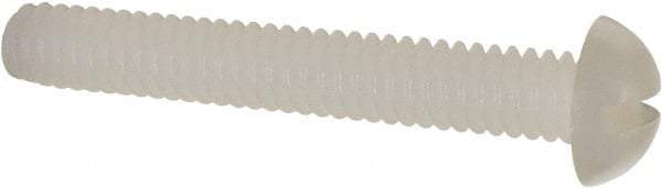 Made in USA - 1/4-20 UNC, 1-3/4" Length Under Head Slotted Drive Machine Screw - Round Head, Grade 6/6 Nylon, Uncoated, Without Washer - Exact Tool & Supply