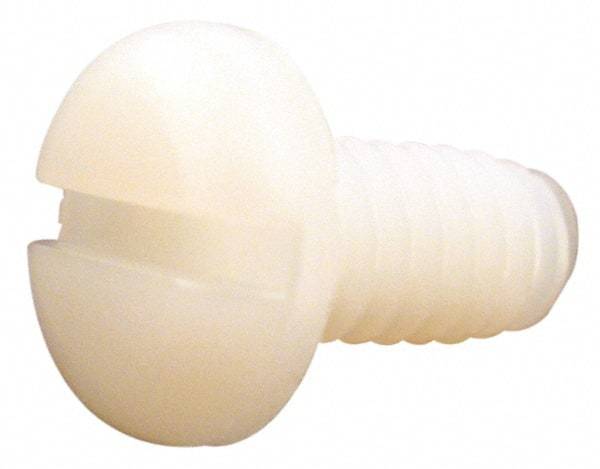 Made in USA - #4-40 UNC, 7/16" Length Under Head Slotted Drive Machine Screw - Pan Head, Grade 6/6 Nylon, Uncoated, Without Washer - Exact Tool & Supply