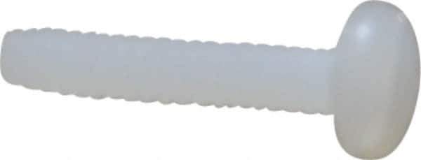 Made in USA - #4-40 UNC, 1/2" Length Under Head Slotted Drive Machine Screw - Pan Head, Grade 6/6 Nylon, Uncoated, Without Washer - Exact Tool & Supply