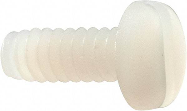 Made in USA - #6-32 UNC, 3/8" Length Under Head Slotted Drive Machine Screw - Pan Head, Grade 6/6 Nylon, Uncoated, Without Washer - Exact Tool & Supply
