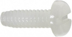 Made in USA - #6-32 UNC, 7/16" Length Under Head Slotted Drive Machine Screw - Pan Head, Grade 6/6 Nylon, Uncoated, Without Washer - Exact Tool & Supply