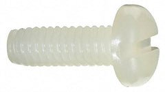 Made in USA - #8-32 UNC, 1/2" Length Under Head Slotted Drive Machine Screw - Pan Head, Grade 6/6 Nylon, Uncoated, Without Washer - Exact Tool & Supply