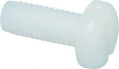 Made in USA - #10-32 UNF, 1/2" Length Under Head Slotted Drive Machine Screw - Pan Head, Grade 6/6 Nylon, Uncoated, Without Washer - Exact Tool & Supply