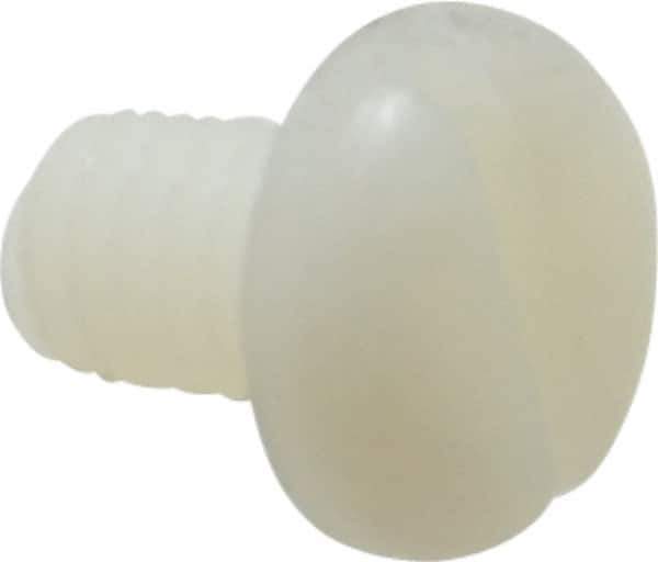 Made in USA - 1/4-20 UNC, 3/8" Length Under Head Slotted Drive Machine Screw - Pan Head, Grade 6/6 Nylon, Uncoated, Without Washer - Exact Tool & Supply