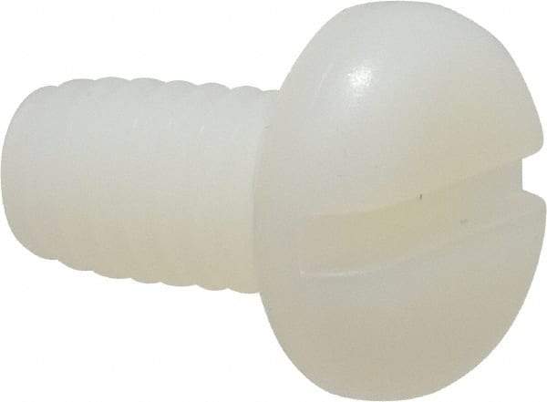 Made in USA - 1/4-20 UNC, 1/2" Length Under Head Slotted Drive Machine Screw - Pan Head, Grade 6/6 Nylon, Uncoated, Without Washer - Exact Tool & Supply