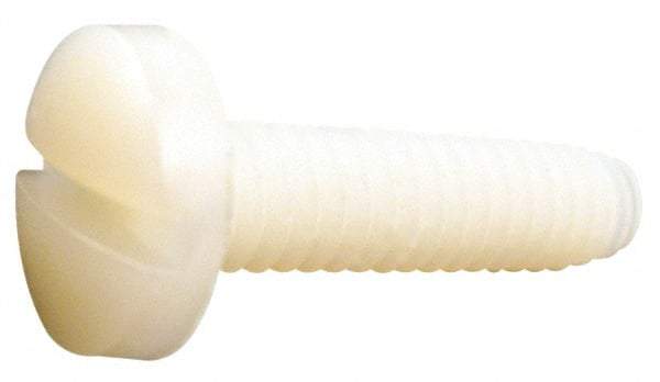 Made in USA - #6-32 UNC, 3/16" Length Under Head Slotted Drive Machine Screw - Binding Head, Grade 6/6 Nylon, Uncoated, Without Washer - Exact Tool & Supply