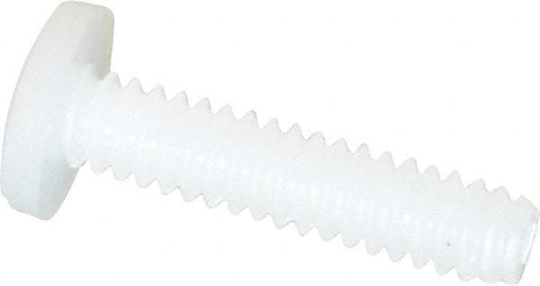 Made in USA - #4-40 UNC, 1/2" Length Under Head Slotted Drive Machine Screw - Binding Head, Grade 6/6 Nylon, Uncoated, Without Washer - Exact Tool & Supply