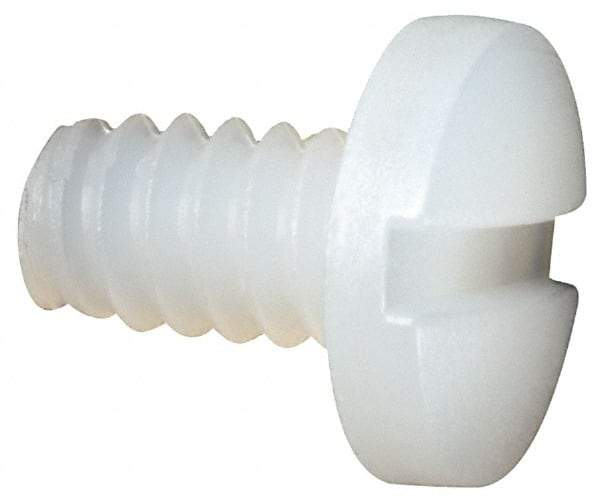 Made in USA - #6-32 UNC, 1/4" Length Under Head Slotted Drive Machine Screw - Binding Head, Grade 6/6 Nylon, Uncoated, Without Washer - Exact Tool & Supply