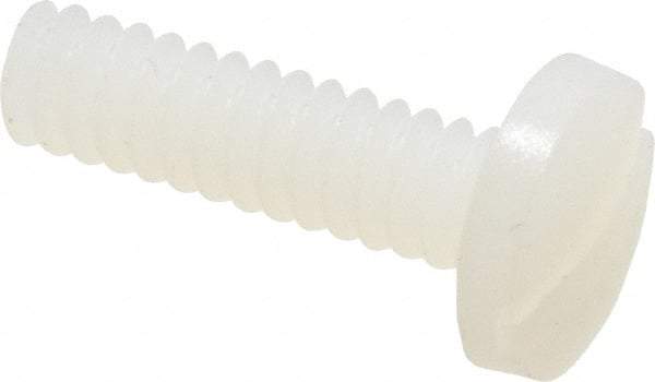 Made in USA - #6-32 UNC, 1/2" Length Under Head Slotted Drive Machine Screw - Binding Head, Grade 6/6 Nylon, Uncoated, Without Washer - Exact Tool & Supply