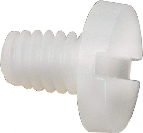 Made in USA - #8-32 UNC, 1/4" Length Under Head Slotted Drive Machine Screw - Binding Head, Grade 6/6 Nylon, Uncoated, Without Washer - Exact Tool & Supply