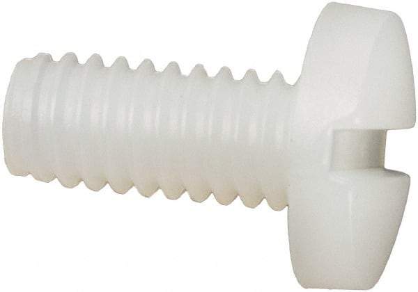 Made in USA - #8-32 UNC, 3/8" Length Under Head Slotted Drive Machine Screw - Binding Head, Grade 6/6 Nylon, Uncoated, Without Washer - Exact Tool & Supply