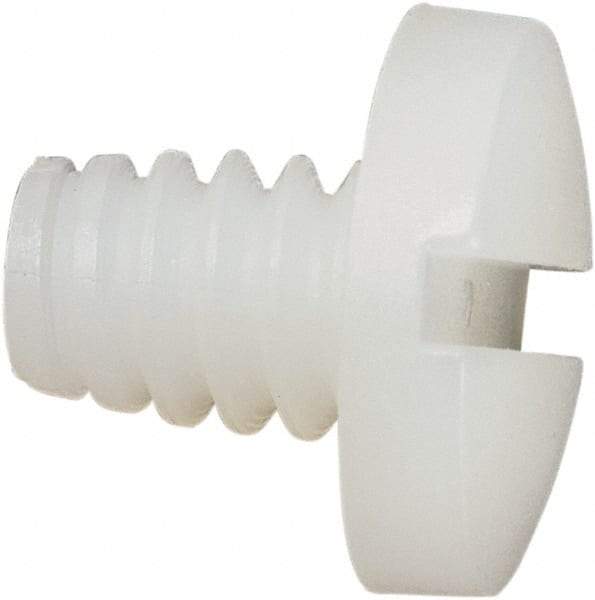 Made in USA - #10-24 UNC, 1/4" Length Under Head Slotted Drive Machine Screw - Binding Head, Grade 6/6 Nylon, Uncoated, Without Washer - Exact Tool & Supply
