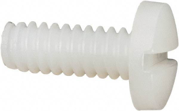 Made in USA - #10-24 UNC, 1/2" Length Under Head Slotted Drive Machine Screw - Binding Head, Grade 6/6 Nylon, Uncoated, Without Washer - Exact Tool & Supply