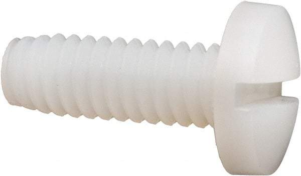 Made in USA - 1/4-20 UNC, 3/4" Length Under Head Slotted Drive Machine Screw - Binding Head, Grade 6/6 Nylon, Uncoated, Without Washer - Exact Tool & Supply