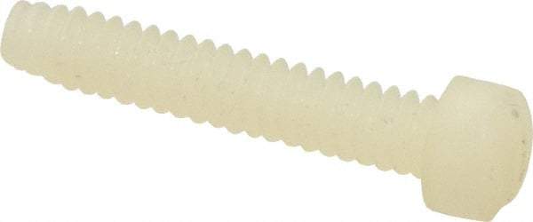 Made in USA - #6-32 UNC, 3/4" Length Under Head Slotted Drive Machine Screw - Fillister Head, Grade 6/6 Nylon, Uncoated, Without Washer - Exact Tool & Supply