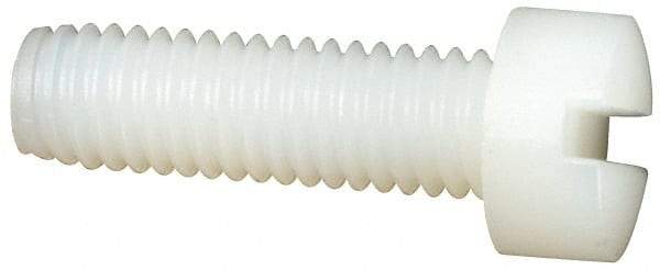 Made in USA - #10-32 UNF, 5/8" Length Under Head Slotted Drive Machine Screw - Fillister Head, Grade 6/6 Nylon, Uncoated, Without Washer - Exact Tool & Supply