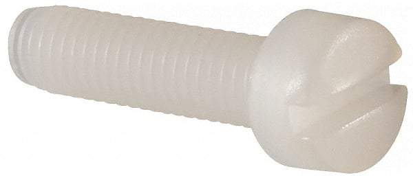 Made in USA - #10-32 UNF, 3/4" Length Under Head Slotted Drive Machine Screw - Fillister Head, Grade 6/6 Nylon, Uncoated, Without Washer - Exact Tool & Supply
