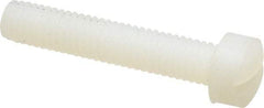 Made in USA - #10-32 UNF, 1" Length Under Head Slotted Drive Machine Screw - Fillister Head, Grade 6/6 Nylon, Uncoated, Without Washer - Exact Tool & Supply