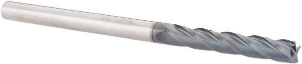 SGS - 1/4", 1-1/2" LOC, 1/4" Shank Diam, 4" OAL, 4 Flute, Solid Carbide Square End Mill - Single End, AlTiN Finish, Spiral Flute, 30° Helix, Centercutting, Right Hand Cut, Right Hand Flute, Series 1EL - Exact Tool & Supply