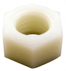 Made in USA - #6-32 UNC Nylon Right Hand Hex Nut - 7.75mm Across Flats, 3.05mm High, Uncoated - Exact Tool & Supply