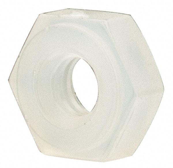 Made in USA - #2-56 UNC Nylon Right Hand Hex Nut - 4.57mm Across Flats, 1.78mm High, Uncoated - Exact Tool & Supply