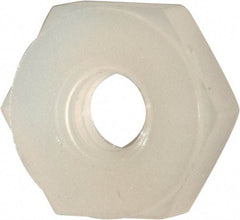 Made in USA - #4-40 UNC Nylon Right Hand Hex Nut - 1/4" Across Flats, 2.54mm High, Uncoated - Exact Tool & Supply