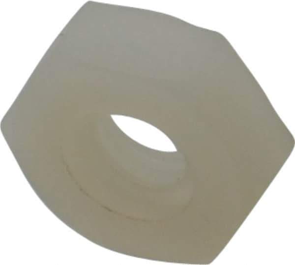 Made in USA - #10-24 UNC Nylon Right Hand Hex Nut - 9.27mm Across Flats, 3.43mm High, Uncoated - Exact Tool & Supply