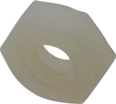 Made in USA - #10-24 UNC Nylon Right Hand Hex Nut - 9.27mm Across Flats, 3.43mm High, Uncoated - Exact Tool & Supply