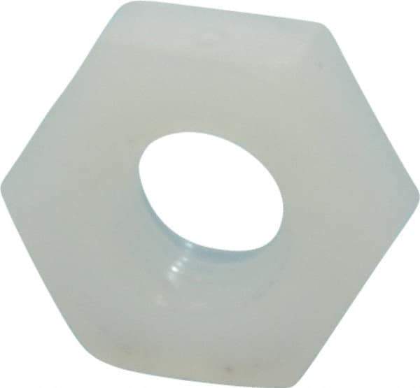 Made in USA - #10-32 UNF Nylon Right Hand Hex Nut - 9.27mm Across Flats, 3.43mm High, Uncoated - Exact Tool & Supply