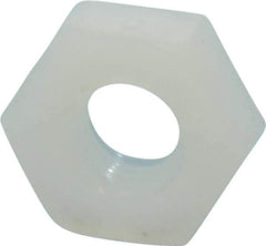 Made in USA - #10-32 UNF Nylon Right Hand Hex Nut - 9.27mm Across Flats, 3.43mm High, Uncoated - Exact Tool & Supply